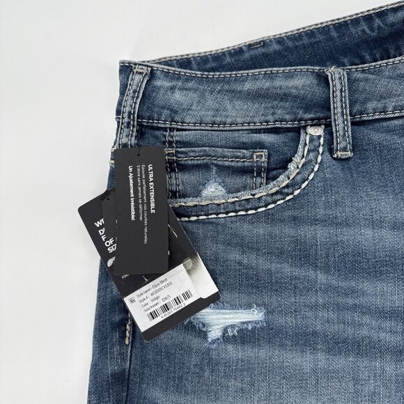 Silver Jeans Co. Size 12 W Elyse Mid Rise Comfort Fit Blue Jean Shorts Denim New - Picture 4 of 13